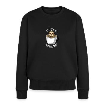 Guten Morgähn Faultier Kaffe - Frauen Premium Bio Pullover - Schwarz - Vorne - Julia (174cm)