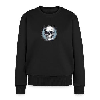 Schädel mit Sonnenbrille, Totenkopf, Skelett - Frauen Premium Bio Pullover - Schwarz - Vorne - Julia (174cm)