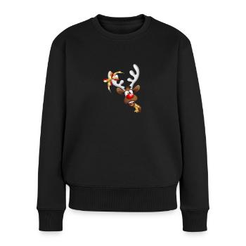 Renne de Noël Rigolo - Pull Premium bio Femme - noir - Devant - Julia (174cm)