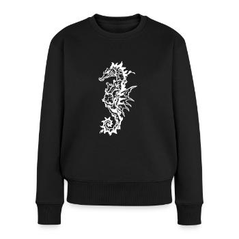 Seahorse heart and barb - Pull Premium bio Femme - noir - Devant - Julia (174cm)