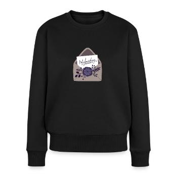 Lettre avec cachet de cire et fleurs - Pull Premium bio Femme - noir - Devant - Julia (174cm)