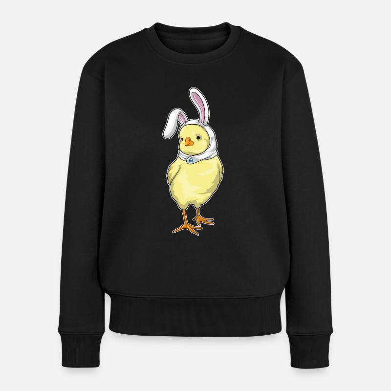 Küken Hase Ostern - Frauen Premium Bio Pullover - Schwarz