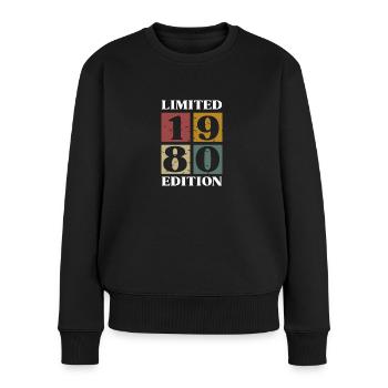 Vintage-Geschenk 1980 Jubiläum Limitierte Auflage - Frauen Premium Bio Pullover - Schwarz - Vorne - Julia (174cm)