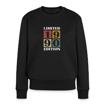 Vintage-Geschenk 1990 Jubiläum Limitierte Auflage - Frauen Premium Bio Pullover - Schwarz - Vorne - Julia (174cm)