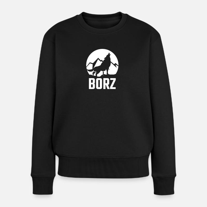 Chechen Borz Wolf Chechnya Chechens - Women's Premium Organic Jumper - black