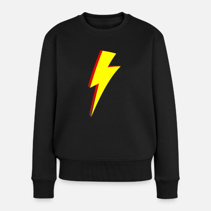 Lightning Bolt Cartoon Stil - Frauen Premium Bio Pullover - Schwarz