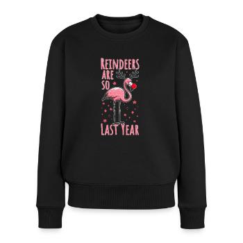 Flamingo Weihnachten Fun Spruch - Frauen Premium Bio Pullover - Schwarz - Vorne - Julia (174cm)