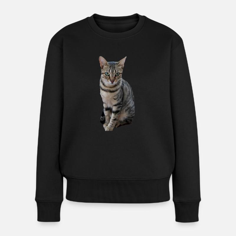 Katze Katze süßes Kätzchen - Frauen Premium Bio Pullover - Schwarz