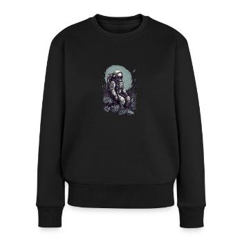 Astronaute avec des plantes sur des mondes extraterrestres - Pull Premium bio Femme - noir - Devant - Julia (174cm)