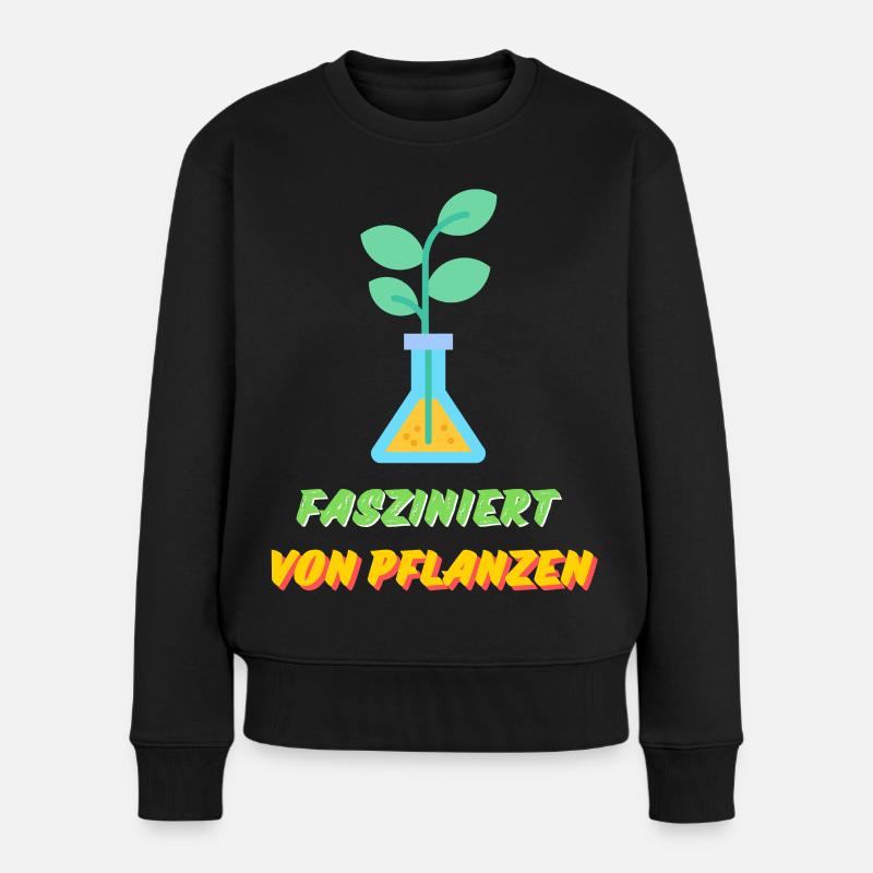 Fasziniert von Pflanzen - Frauen Premium Bio Pullover - Schwarz