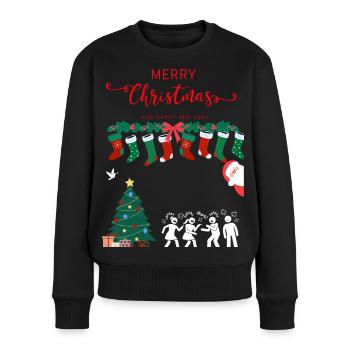 Frohe Weihnachten - Frauen Premium Bio Pullover - Schwarz - Vorne - Julia (174cm)