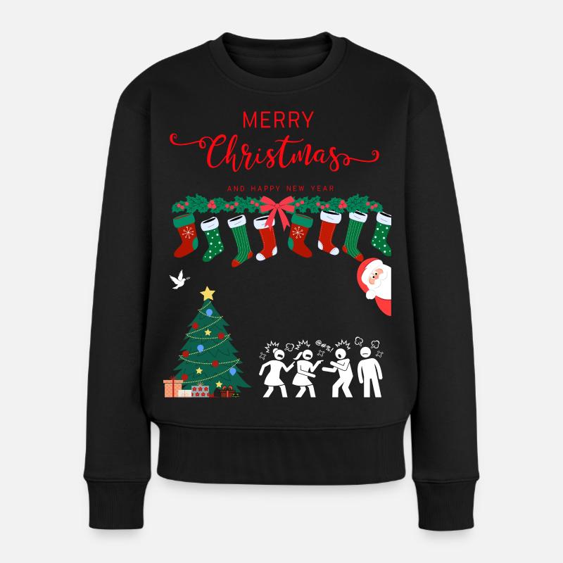 Frohe Weihnachten - Frauen Premium Bio Pullover - Schwarz