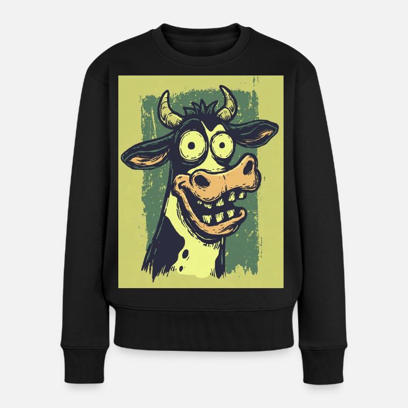 Grotesque Cow Comic Caricatures - Women's Premium Organic Jumper - black
