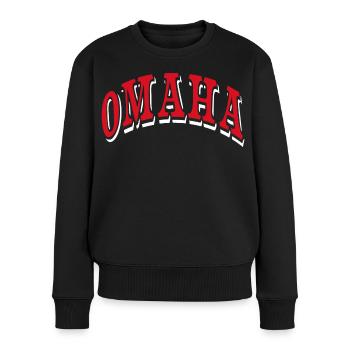 Omaha - Frauen Premium Bio Pullover - Schwarz - Vorne - Julia (174cm)