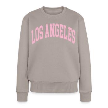 Los Angeles - Frauen Premium Bio Pullover - Taupe - Vorne - Julia (174cm)