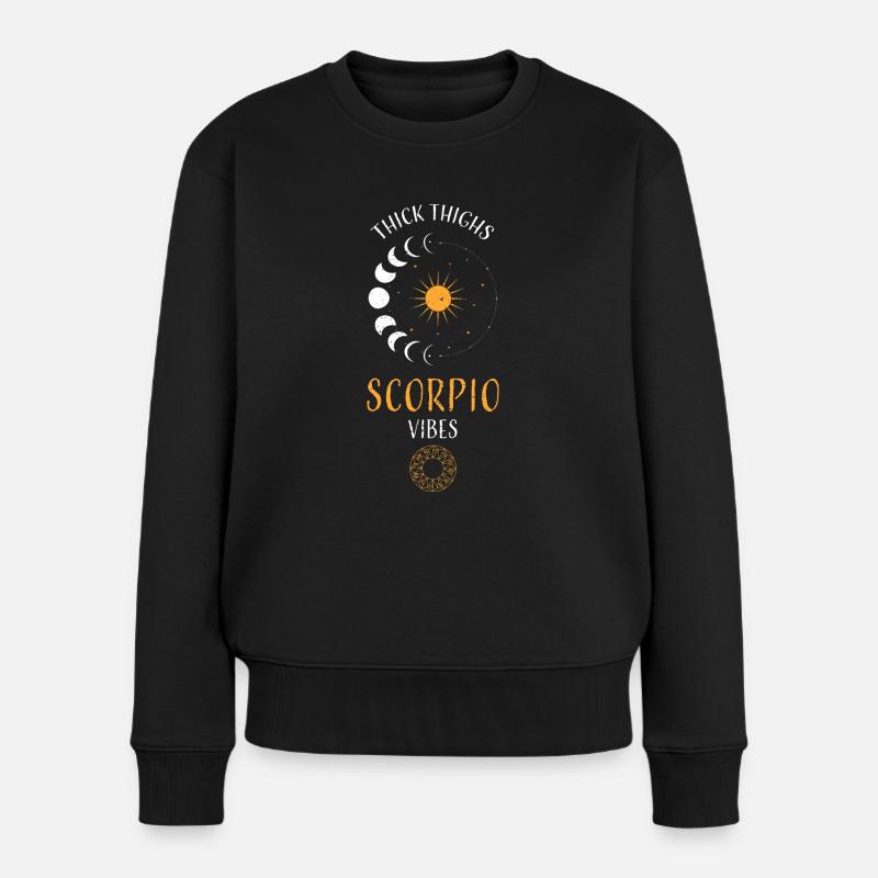 Thick Thighs Scorpio Vibes - Frauen Premium Bio Pullover - Schwarz