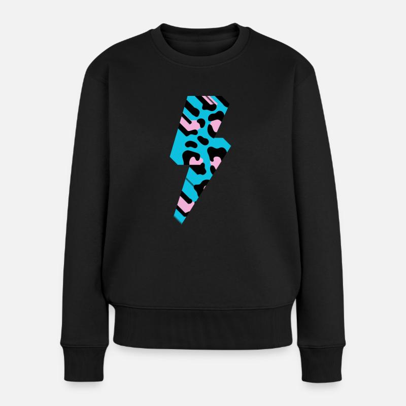 Leopard Blitz 3D - Frauen Premium Bio Pullover - Schwarz