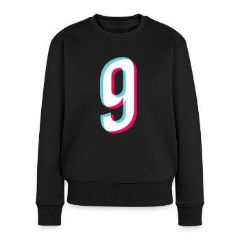 9 Jahre trikot nummer 9 sporttrikot neun Sticker - Frauen Premium Bio Pullover - Schwarz - Vorne - Julia (174cm)