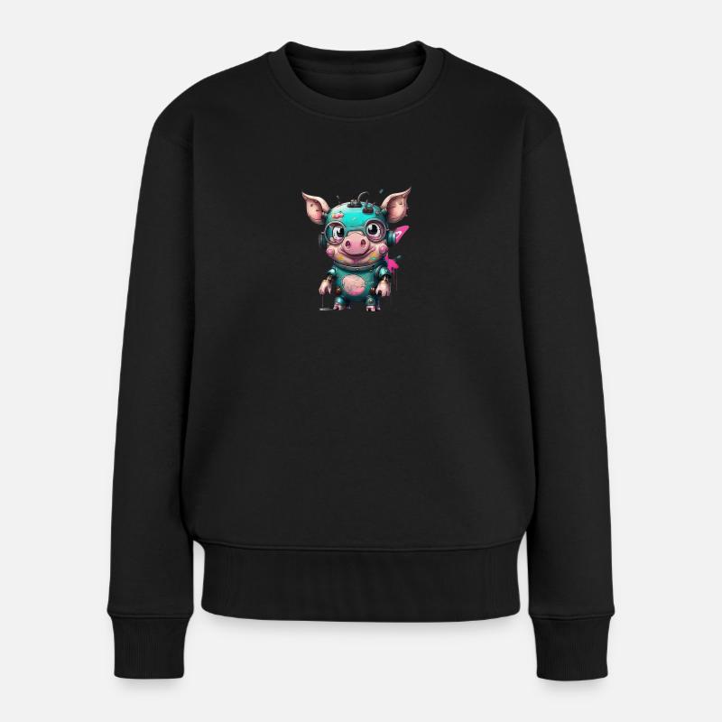 Cochon robot - Pull Premium bio Femme - noir