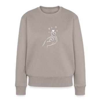 Finger Heart Korean K Pop - Women's Premium Organic Jumper - taupe - Front - Julia (174cm)