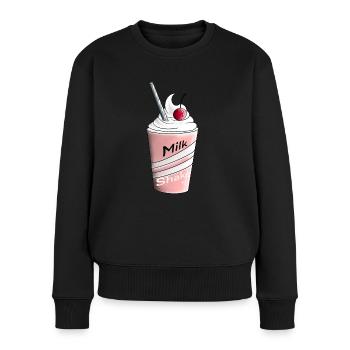 Milk Shake - Frauen Premium Bio Pullover - Schwarz - Vorne - Julia (174cm)
