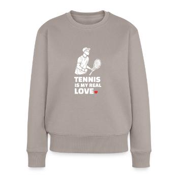 I love tennis - Women's Premium Organic Jumper - taupe - Front - Julia (174cm)