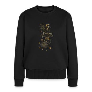 étoiles,or,illustration,étoile,nouvel an,réveillon du nouvel an - Pull Premium bio Femme - noir - Devant - Julia (174cm)