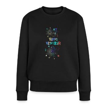Neuahr, coloré, étoiles, feux d’artifice, réveillon du Nouvel An, - Pull Premium bio Femme - noir - Devant - Julia (174cm)