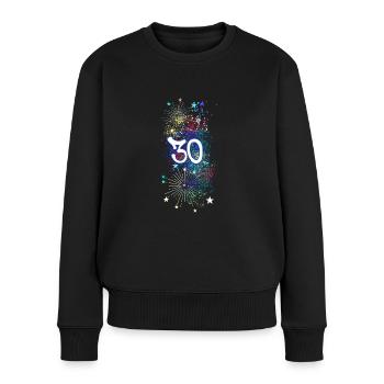 30,birthday,30 years, fireworks, graffiti - Women's Premium Organic Jumper - black - Front - Julia (174cm)