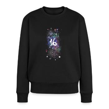 16,birthday,16 years, fireworks, graffiti - Women's Premium Organic Jumper - black - Front - Julia (174cm)