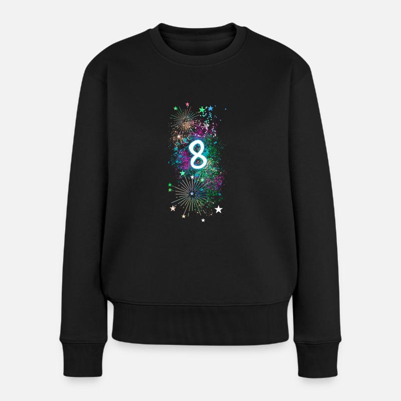 8,Geburtstag,8 Jahre , Feuerwerk, Graffiti - Frauen Premium Bio Pullover - Schwarz
