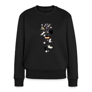 Chats,Chat,Étoiles,illustration - Pull Premium bio Femme - noir - Devant - Julia (174cm)