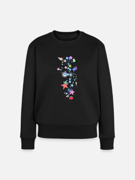 Sterne, Regenbogen, Perlen, Herzen, illustration - Frauen Premium Bio Pullover - Schwarz
