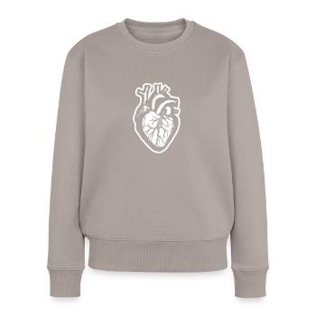 Herz - Frauen Premium Bio Pullover - Taupe - Vorne - Julia (174cm)