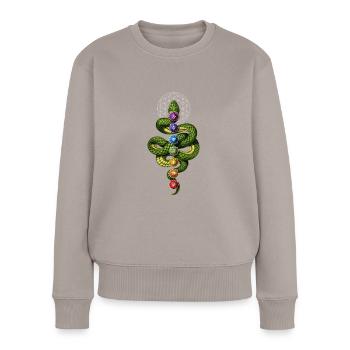 Kundalini-Chakren - Frauen Premium Bio Pullover - Taupe - Vorne - Julia (174cm)