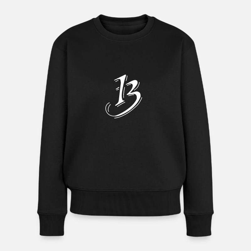 13 Zahl Ziffer - Frauen Premium Bio Pullover - Schwarz