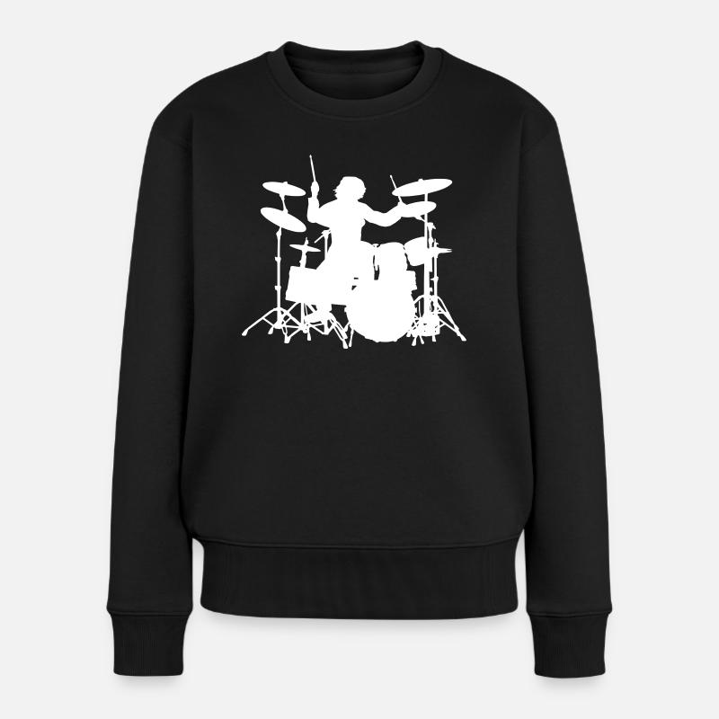 Drumset - Frauen Premium Bio Pullover - Schwarz