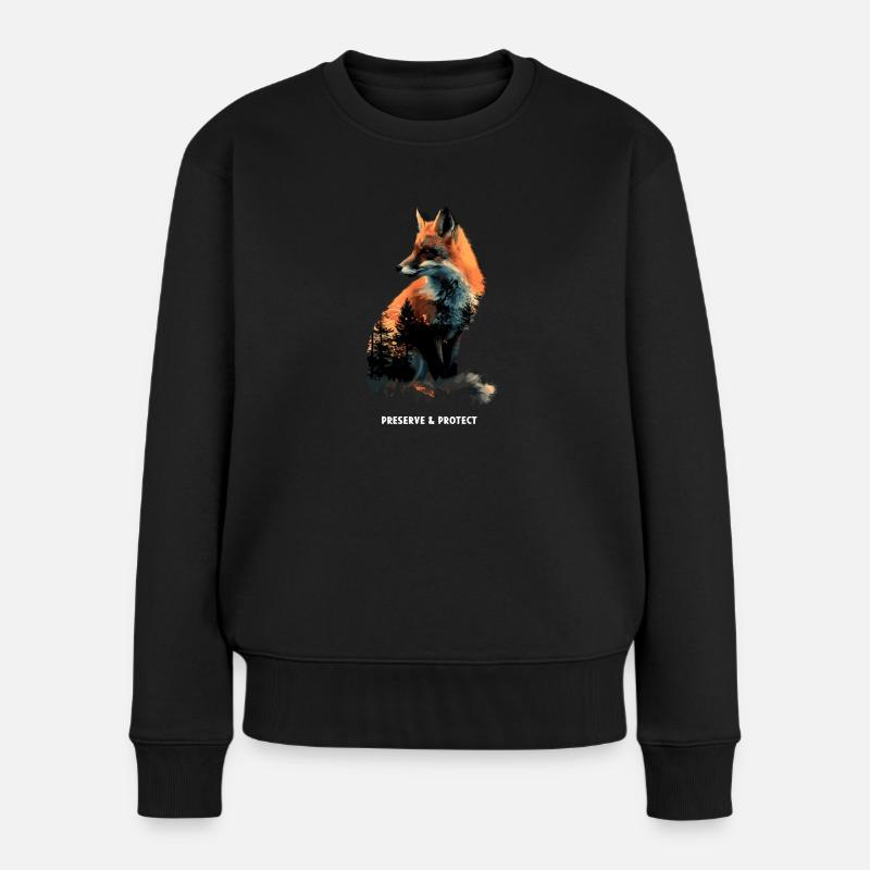 Protéger Renard, Forêt, Animal, Nature - Pull Premium bio Femme - noir