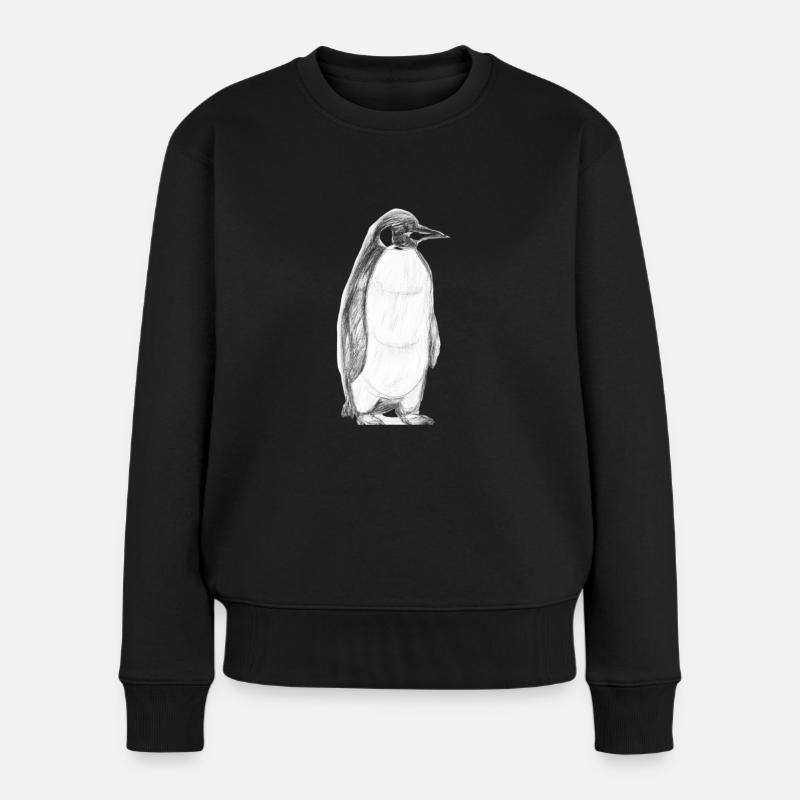 Pinguin Illustration - Frauen Premium Bio Pullover - Schwarz