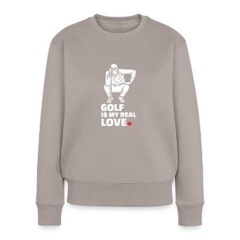 Ich Liebe Golf - Frauen Premium Bio Pullover - Taupe - Vorne - Julia (174cm)