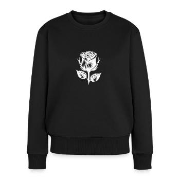 Florales dekoratives romantisches Rosendesign - Frauen Premium Bio Pullover - Schwarz - Vorne - Julia (174cm)