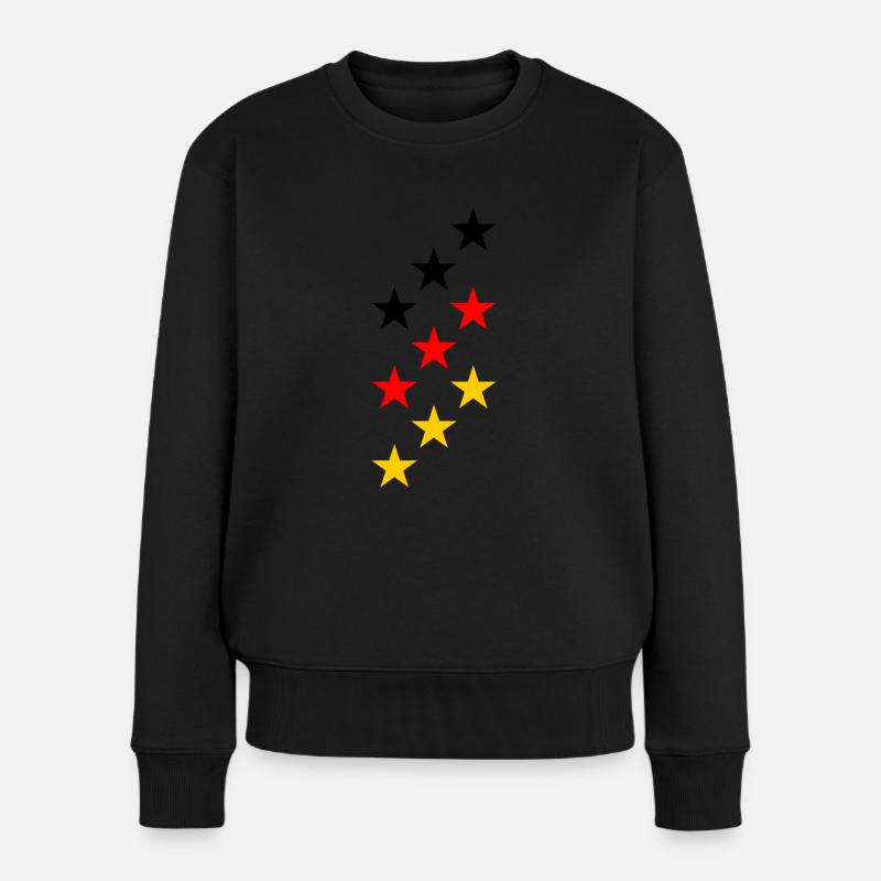 EM Deutschland Sterne - Frauen Premium Bio Pullover - Schwarz