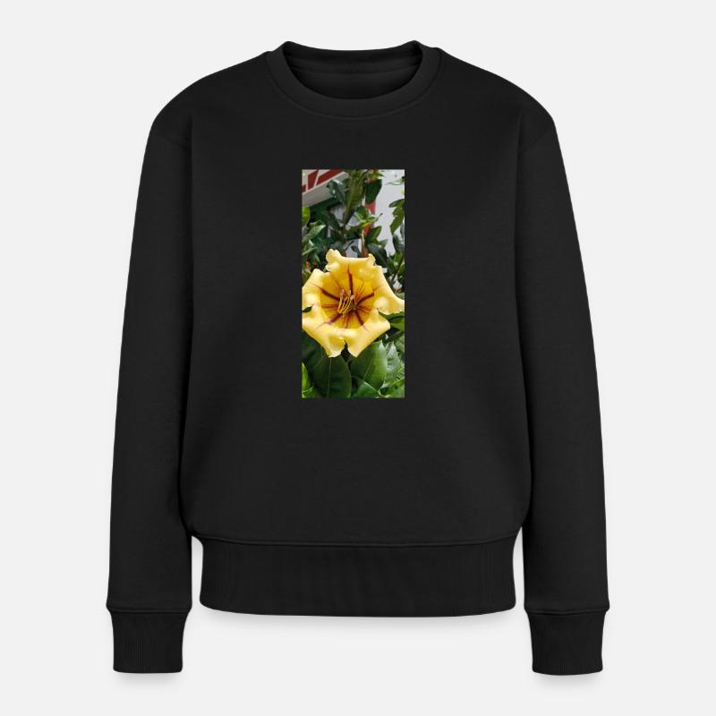 Schöne gelbe Blume - Frauen Premium Bio Pullover - Schwarz