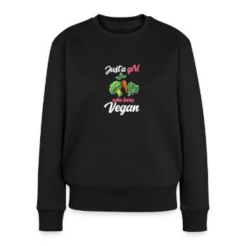 Just A Girl Vegan Veganer Vegetarier Tierschutz - Frauen Premium Bio Pullover - Schwarz - Vorne - Julia (174cm)