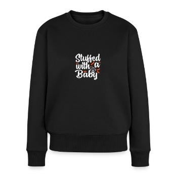 Stuffed with Baby Ausgestopft Schwanger Pregnant - Frauen Premium Bio Pullover - Schwarz - Vorne - Julia (174cm)