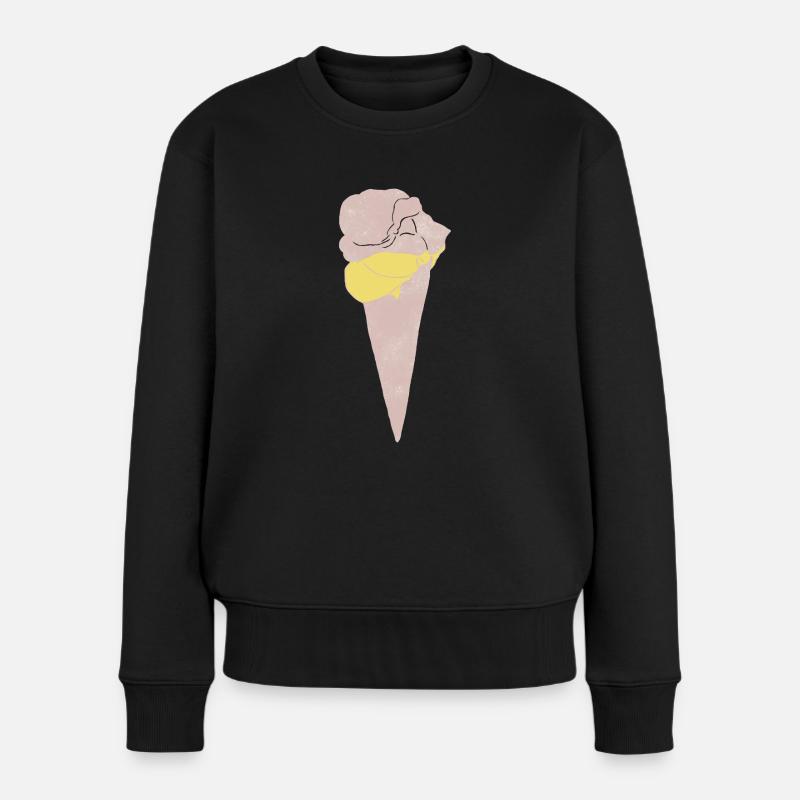 Eis Linoldruck - Frauen Premium Bio Pullover - Schwarz