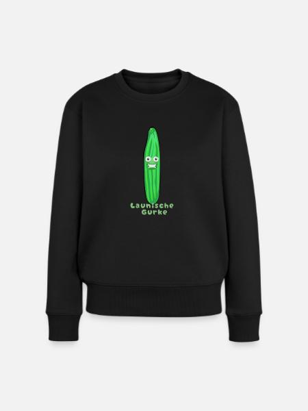 Launische Gurke, Gurken, Comic, Gurke,Comic - Frauen Premium Bio Pullover - Schwarz