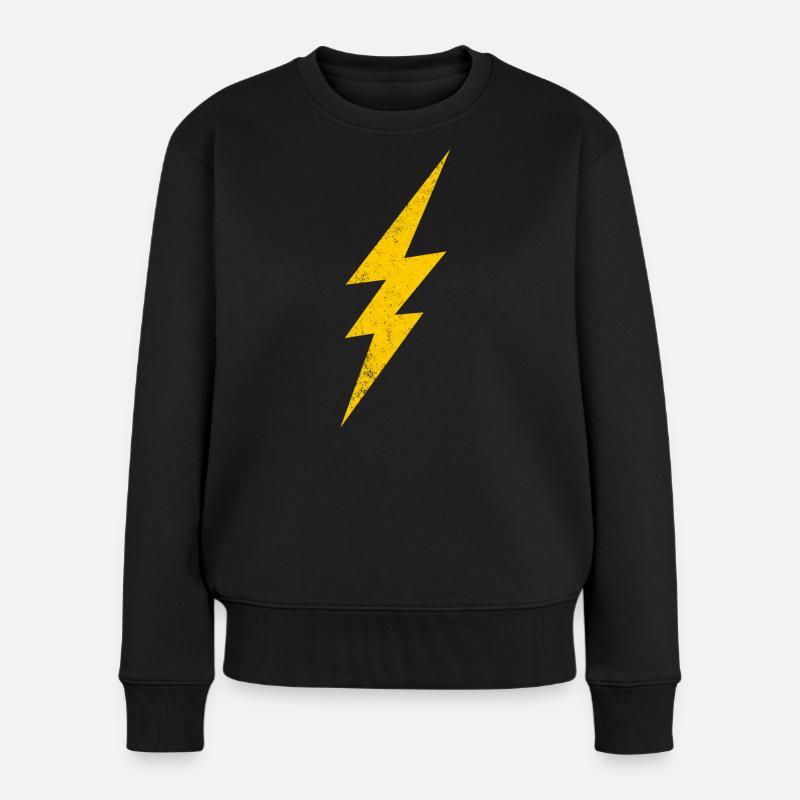EnergieblitzDesign in Gelb - Frauen Premium Bio Pullover - Schwarz