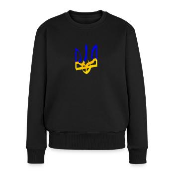 Ukraine Wappen Dreizack Gerfalke Trident Band V3 - Frauen Premium Bio Pullover - Schwarz - Vorne - Julia (174cm)