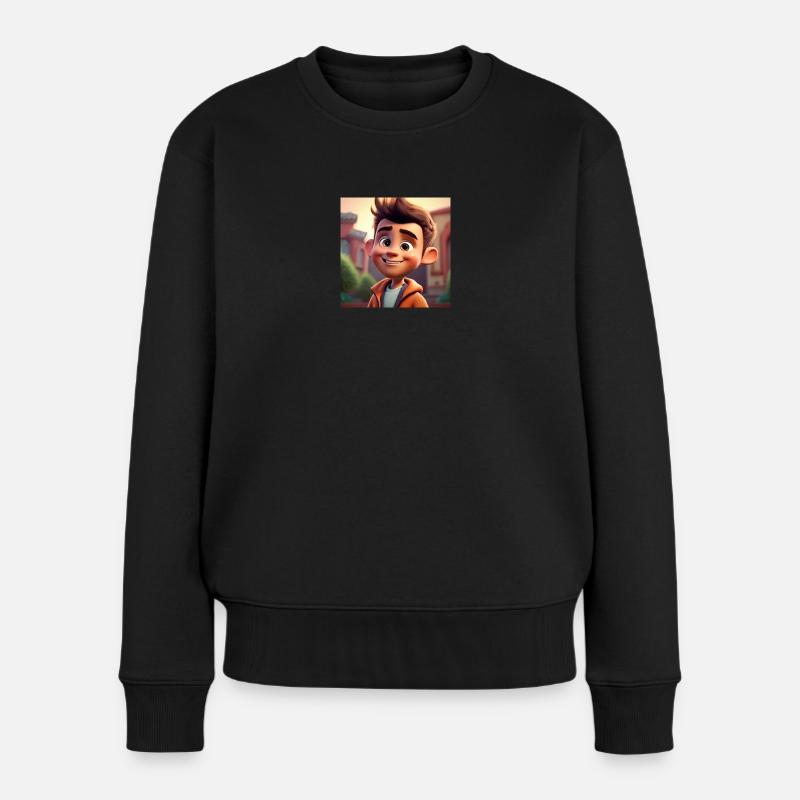 Der kleine Junge - Frauen Premium Bio Pullover - Schwarz